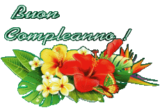 Messagi Italiano Buon Compleanno Floreale Sfondo trasparente 001 