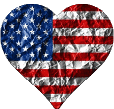 Drapeaux Amériques U.S.A Coeur 