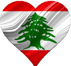 Drapeaux Asie Liban Coeur 