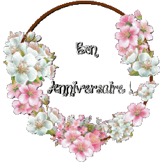 Messagi Francese Bon Anniversaire Floral Sfondo trasparente 017 