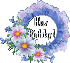 Mensajes Inglés Happy Birthday Floral Fondo transparente 020 