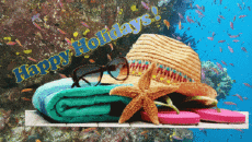 Messages Anglais Happy Holidays Fond Animé 005 