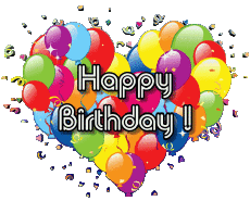 Messagi Inglese Happy Birthday Balloons - Confetti 001 