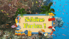 Mensajes Alemán Schöne Ferien Fondo animado 005 