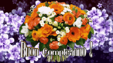 Messages Italien Buon Compleanno Floreale Fond Animé 002 