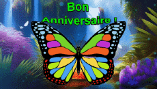 Mensajes Francés Bon Anniversaire Papillons Fondo animado 003 