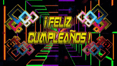 Mensajes Español Feliz Cumpleaños Abstracto - Geométrico Fondo animado 001 