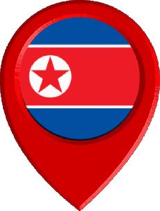 Drapeaux Asie Corée du Nord Epingle de Localisation 