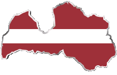 Fahnen Europa Lettland Karte 