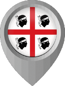 Flags Europe Italy Sardegna Location Pin 