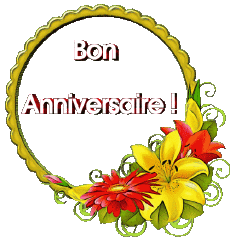 Nachrichten Französisch Bon Anniversaire Floral 018 