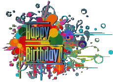 Nachrichten Englisch Happy Birthday Abstract - Geometric Transparenter Hintergrund 008 