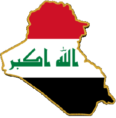 Flags Asia Iraq Map 