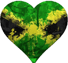Drapeaux Amériques Jamaïque Coeur 
