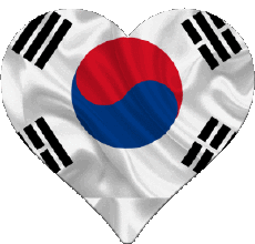 Banderas Asia Corea del Sur Corazón 
