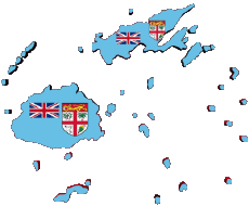 Bandiere Oceania Figi Carta Geografica 