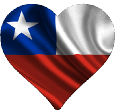 Drapeaux Amériques Chili Coeur 