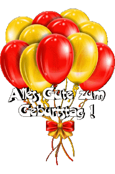 Messages Allemand Alles Gute zum Geburtstag Luftballons - Konfetti 007 