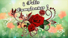 Mensajes Español Feliz Cumpleaños Floral Fondo animado 004 