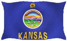 Banderas América U.S.A - Estados Kansas Ondulación 