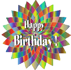 Messages English Happy Birthday Abstract - Geometric Transparent Background 022 