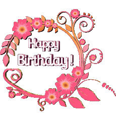 Messagi Inglese Happy Birthday Floral Sfondo trasparente 022 