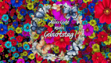 Messagi Tedesco Alles Gute zum Geburtstag Schmetterlinge Sfondo animato 002 