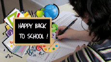 Messages Anglais Happy Back to School Fond Animé 005 
