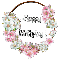 Nachrichten Englisch Happy Birthday Floral Transparenter Hintergrund 018 