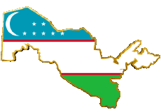 Fahnen Asien Usbekistan Karte 
