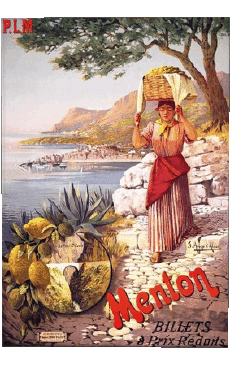 Menton-Humour - Fun Affiches Rétro - Lieux France Cote d Azur Menton