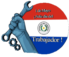Messagi Spagnolo 1 de Mayo Feliz día del Trabajador - Paraguay 