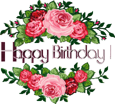 Messages English Happy Birthday Floral Transparent Background 014 