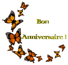 Messagi Francese Bon Anniversaire Papillons Sfondo trasparente 009 