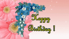 Mensajes Inglés Happy Birthday Floral Fondo animado 002 