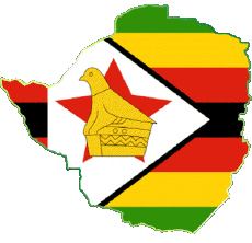 Fahnen Afrika Zimbabwe Karte 