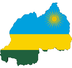 Banderas África Ruanda Mapa 