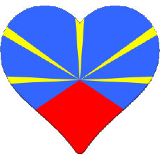 Flags France D.O.M - T.O.M La Réunion Heart 