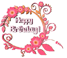 Messages English Happy Birthday Floral Transparent Background 022 