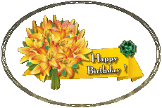 Messages Anglais Happy Birthday Floral Fond Transparent 008 