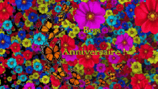Mensajes Francés Bon Anniversaire Papillons Fondo animado 002 
