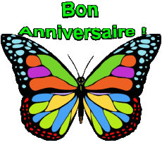 Messagi Francese Bon Anniversaire Papillons Sfondo trasparente 002 