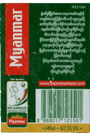 Bebidas Cervezas Birmania Myanmar 
