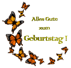 Mensajes Alemán Alles Gute zum Geburtstag Schmetterlinge Fondo transparente 009 