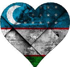 Bandiere Asia Uzbekistan Cuore 