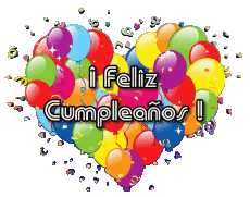 Messagi Spagnolo Feliz Cumpleaños Globos - Confeti 001 