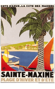 Sainte Maxime-Humor -  Fun ART Retro Posters - Places France Cote d Azur 