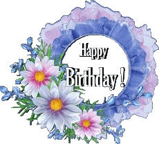 Messages Anglais Happy Birthday Floral Fond Transparent 020 