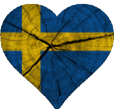 Drapeaux Europe Suède Coeur 