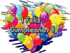 Nachrichten Spanisch Feliz Cumpleaños Globos - Confeti 001 